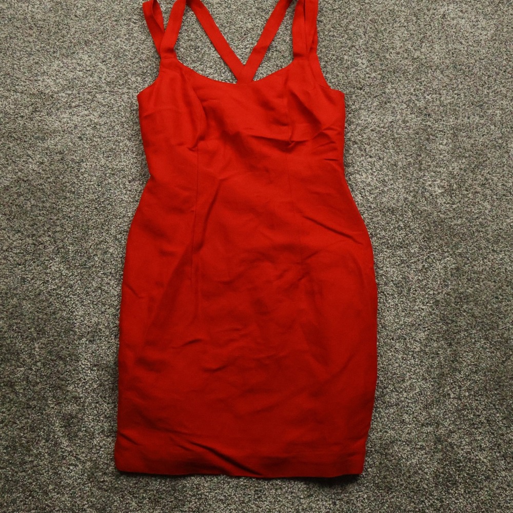 Kamisato Sheath Dress Women's 4 Red Linen Rayon Blend Knee Length Made‎ in USA